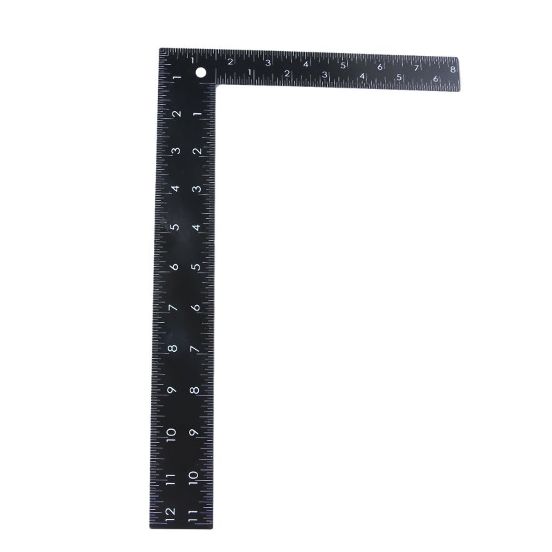 Mtsooning Metal L Square Ruler,90 Degree Right Angle Metric and Inches Ruler, 8 x 12inch Double Sided Ruler, Steel Tempered Measuring Tool for Carpenter Framing DIY Leather Handmade Sewing - Image 5
